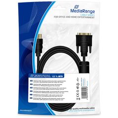 Καλώδιο MediaRange HDMI to DVI connection, gold-plated, with ferrite core, HDMI plug /DVI-D plug (24+1 Pin), 2.0m, black (MRCS132) έως 12 άτοκες Δόσεις