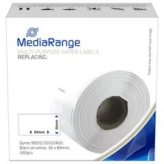 Ετικέτες Γενικής Χρήσης MediaRange (Dymo 99012/S0722400) 36x89mm. 260 pcs (Μαύρα Γράμματα σε Λευκό Φόντο) (MRDY99012) έως 12 άτοκες Δόσεις