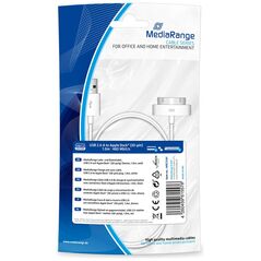 Καλώδιο MediaRange Charge and sync, USB 2.0 to Apple Dock® (30-pin) plug, 1.0m, white (MRCS181) έως 12 άτοκες Δόσεις