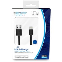 Καλώδιο MediaRange Charge and sync, USB 2.0 to Apple Lightning® plug, 3.0m, black (MRCS180) έως 12 άτοκες Δόσεις