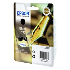 Epson Μελάνι Inkjet No.16 Black (C13T16214012) (EPST162140) έως 12 άτοκες Δόσεις