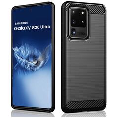 Techsuit Husa pentru Samsung Galaxy S20 Ultra 4G / S20 Ultra 5G - Techsuit Carbon Silicone - Black 5949419062429 έως 12 άτοκες Δόσεις