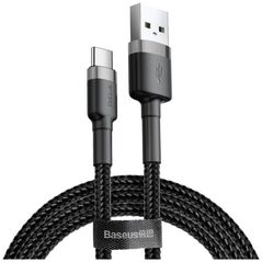 Baseus - Cafule Cable Usb For Type-C 3A 1M, CATKLF-BG1 - Gray Black 6953156278202 έως 12 άτοκες Δόσεις