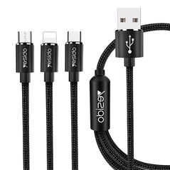Yesido Cablu de Date 3in1 USB la Lightning, Type-C, Micro USB 60W, 3A, 1.2m - Yesido (CA-60) - Black 6971050262356 έως 12 άτοκες Δόσεις
