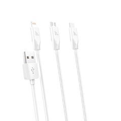 Hoco Cablu de Incarcare 3in1 USB-A la Lightning, Type-C, Micro-USB 2.4A, 1m - Hoco (X1) - White 6957531032069 έως 12 άτοκες Δόσεις
