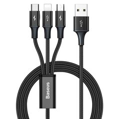 Baseus Cablu de Date USB la Type-C, Lightning, Micro-USB 3.5A, 1.2m - Baseus Rapid Series (CAJS000001) - Black 6953156209794 έως 12 άτοκες Δόσεις