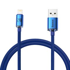 Baseus Cablu de Date USB la Lightning 2.4A, 1.2m - Baseus Crystal Shine (CAJY000003) - Blue 6932172602697 έως 12 άτοκες Δόσεις