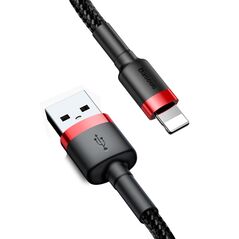 Baseus Cablu de Date USB la Lightning 1.5A, 2m - Baseus Cafule (CALKLF-C19) - Red Black 6953156275027 έως 12 άτοκες Δόσεις