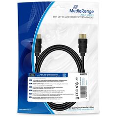Καλώδιο MediaRange HDMI High Speed with Ethernet connection, gold-plated contacts, 18 Gbit/s data transfer rate, 2.0m, cotton, black (MRCS196) έως 12 άτοκες Δόσεις