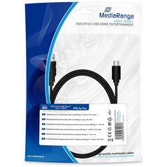 Καλώδιο MediaRange Charge and sync cable, USB 3.0 to USB Type-C plug, 1.8m, black (MRCS182) έως 12 άτοκες Δόσεις