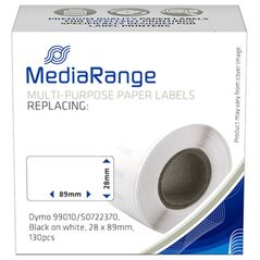 Ετικέτες Γενικής Χρήσης MediaRange (Dymo 99010/S0722370) 28x89mm. 130 pcs (Μαύρα Γράμματα σε Λευκό Φόντο) (MRDY99010) έως 12 άτοκες Δόσεις