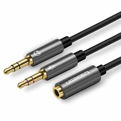 UGREEN Audio AUX splitter UGREEN headphones + microphone to 3.5 mm mini jack cable, 28cm, aluminium (black) 020834 έως και 12 άτοκες δόσεις