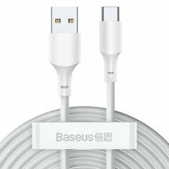 Baseus Cablu de Date USB la Type-C, Fast Charging 5A, 40W, 1.5m (set 2) - Baseus (TZCATZJ-02) - White 6953156230309 έως 12 άτοκες Δόσεις