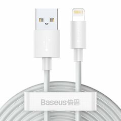 Baseus Cablu de Date USB la Lightning, Fast Charging 2.4A, 480Mbps, 1.5m (set 2) - Baseus (TZCALZJ-02) - White 6953156230316 έως 12 άτοκες Δόσεις