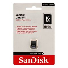 USB 3.1 Flash Disk SanDisk Ultra Fit SDCZ430 USB A 16GB 130MB/s Μαύρο 619659163372 έως και 12 άτοκες δόσεις