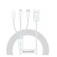 Baseus Superior Series Regular USB to Type-C / Lightning / micro USB Cable 3.5A Λευκό 1.5m (CAMLTYS-02) (BASCAMLTYS02) έως 12 άτοκες Δόσεις