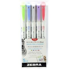 Zebra Mildliner Double Ended Brush Pen & Marker Bold & Fine Point 5 Pack Cool & Refined Set (ZB-79205) (ZEB79205) έως 12 άτοκες Δόσεις