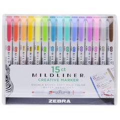 Zebra Mildliner Double Ended Marker Bold & Fine Point 15 Pack Soft & Mild Set (ZB-78115) (ZEB78115) έως 12 άτοκες Δόσεις