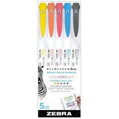 Zebra Mildliner Double Ended Brush Pen & Marker Bold & Fine Point 5 Pack Friendly Mild Set (ZB-79505) (ZEB79505) έως 12 άτοκες Δόσεις