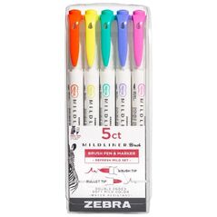 Zebra Mildliner Double Ended Brush Pen & Marker Bold & Fine Point 5 Pack Refresh Mild Set (ZB-79405) (ZEB79405) έως 12 άτοκες Δόσεις