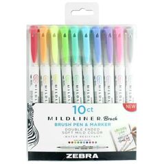 Zebra Mildliner Double Ended Brush Pen & Marker Bold & Fine Point 10 Pack (ZB-79101) (ZEB79101) έως 12 άτοκες Δόσεις