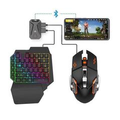Σετ Gaming Κινητού με Πληκτρολόγιο και Ποντίκι Bluetooth RGB LED, Φορτιστής USB και Βάση Στερέωσης