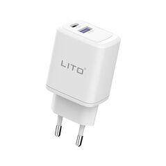 Lito Lito - Wall Charger (LT-LC02) - Type-C PD20W, USB-A 18W, Fast Charging for iPhone, Samsung, iPad - White 5949419074040 έως 12 άτοκες Δόσεις