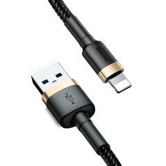 Baseus Cafule Braided USB to Lightning Cable Μαύρο/Χρυσό 2m  (CALKLF-CV1) (BASCALKLF-CV1) έως 12 άτοκες Δόσεις