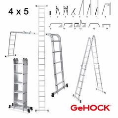 Gehock Πολυμορφική Σκάλα Αλουμινίου 4 x 5 Gehock 9351580 έως 12 Άτοκες Δόσεις