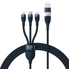 Baseus 3in1 USB cable Baseus Flash Series 2, USB-C + micro USB + Lightning, 100W, 1.2m (blue) 034545 6932172608750 CASS030103 έως και 12 άτοκες δόσεις