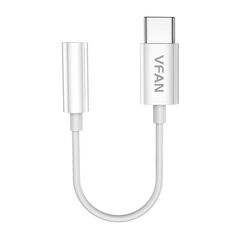 Vipfan Cable Vipfan L08 USB-C to mini jack 3.5mm AUX, 10cm (white) 036865 6971952433823 L08 έως και 12 άτοκες δόσεις