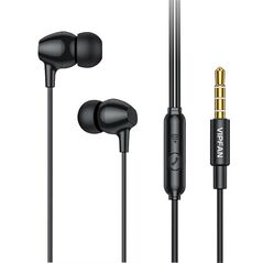 Vipfan Wired in-ear headphones Vipfan M16, 3.5mm jack, 1m (black) 036854 6971952433632 M16-black έως και 12 άτοκες δόσεις