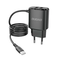 Dudao Wall charger Dudao A2Pro 2x USB with USB-C cable (black) 039467 6970379610633 A2ProEU έως και 12 άτοκες δόσεις