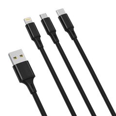 XO 3in1 Cable XO USB-C / Lightning / Micro 2.4A, 1,2m (Black) 040612 6920680876235 NB173 έως και 12 άτοκες δόσεις