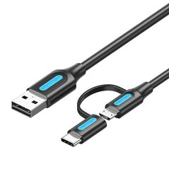 Vention 2in1 USB cable USB 2.0 to USB-C/Micro-B USB Vention CQDBF 1m (black) 051145 6922794753037 CQDBF έως και 12 άτοκες δόσεις