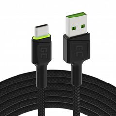 Green Cell Cable USB - USB-C Green Cell GC Ray, 200cm, green LED, with Ultra Charge, QC 3.0 048455 5903317229780 KABGC13 έως και 12 άτοκες δόσεις