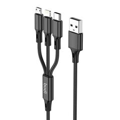 Budi Budi 3in1 USB to USB-C / Lightning / Micro USB Cable 1m (Black) 050650 6971536926031 203A8B έως και 12 άτοκες δόσεις