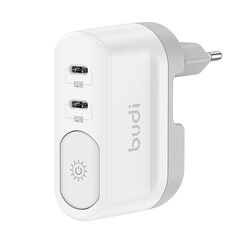 Budi Wall charger with light Budi 326DE, 2xUSB-C, 40W, (white) 050616 6971536927250 326DE έως και 12 άτοκες δόσεις