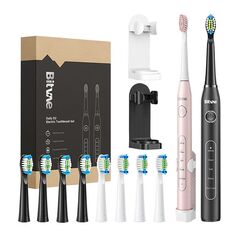 Bitvae Sonic toothbrushes with tips set and 2 toothbrush holders Bitvae D2+D2 (pink and black) 053337 6973734201279 BVD2 black&pink bund έως και 12 άτοκες δόσεις