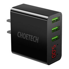 Choetech Wall Charger Choetech C0026, US plug, 3x USB-C with digital display 15W (black) 053039 6971824972139 C0026 έως και 12 άτοκες δόσεις
