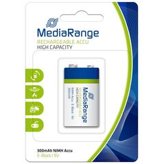 Επαναφορτιζόμενη Μπαταρία MediaRange High Cap. NiMH Accus E-Block HR22 9V (6HR61) (MRBAT124) έως 12 άτοκες Δόσεις