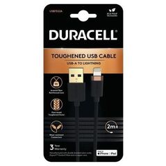 Καλώδιο Σύνδεσης USB 2.0 Duracell Braided Kevlar USB A to MFI Lightning 2m Μαύρο 5056304399970 5056304399970 έως και 12 άτοκες δόσεις