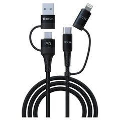 Καλώδιο Σύνδεσης USB 2.0 4in1 Braided Devia EC504 USB C σε USB A & USB C & Lightning PD 60W 1.5m Extreme Μαύρο 6938595351167 6938595351167 έως και 12 άτοκες δόσεις