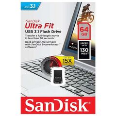 USB 3.1 Flash Disk SanDisk Ultra Fit SDCZ430 USB A 64GB 130MB/s Μαύρο 619659163730 619659163730 έως και 12 άτοκες δόσεις
