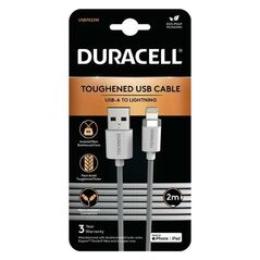 Καλώδιο Σύνδεσης USB 2.0 Duracell Braided Kevlar USB A to MFI Lightning 2m Λευκό 5056304399956 5056304399956 έως και 12 άτοκες δόσεις