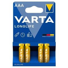 Μπαταρία Alkaline Varta Longlife AAA LR03 (4 τεμ.) 4008496525072 4008496525072 έως και 12 άτοκες δόσεις