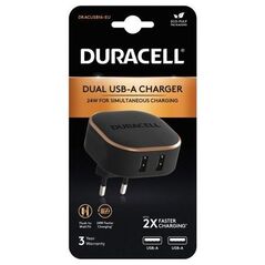 Φορτιστής Ταξιδίου Duracell 24W με Διπλή Έξοδο USB A 4.8A Μαύρο 5056304311460 5056304311460 έως και 12 άτοκες δόσεις