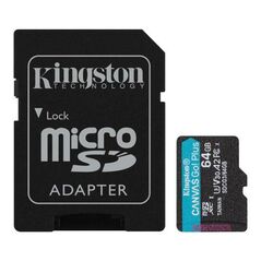 Κάρτα μνήμης Micro SDXC UHS-l U3 Kingston Canvas Go! Plus 170MB/s 64GB + 1 ADP 740617301045 740617301045 έως και 12 άτοκες δόσεις