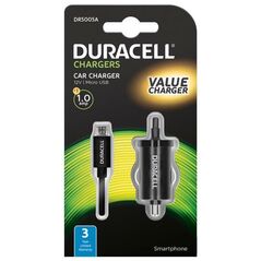 Φορτιστής Αυτοκινήτου Duracell Micro USB 1.0A Μαύρο 5055190145500 5055190145500 έως και 12 άτοκες δόσεις