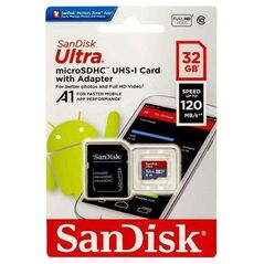 Κάρτα μνήμης Micro SDHC C10 SanDisk Ultra 120MB/s 32Gb + 1 ADP 619659184155 619659184155 έως και 12 άτοκες δόσεις